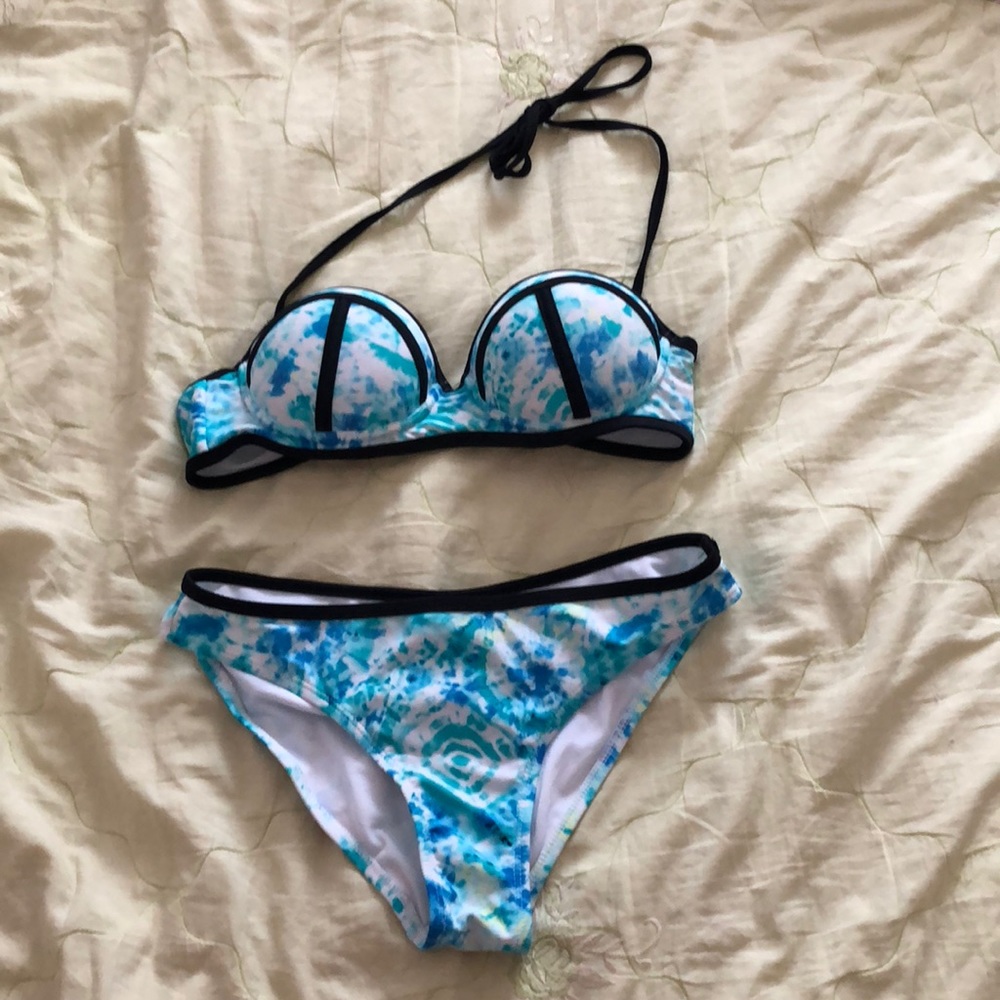 Tie-dye Blue/Green halter Bikini